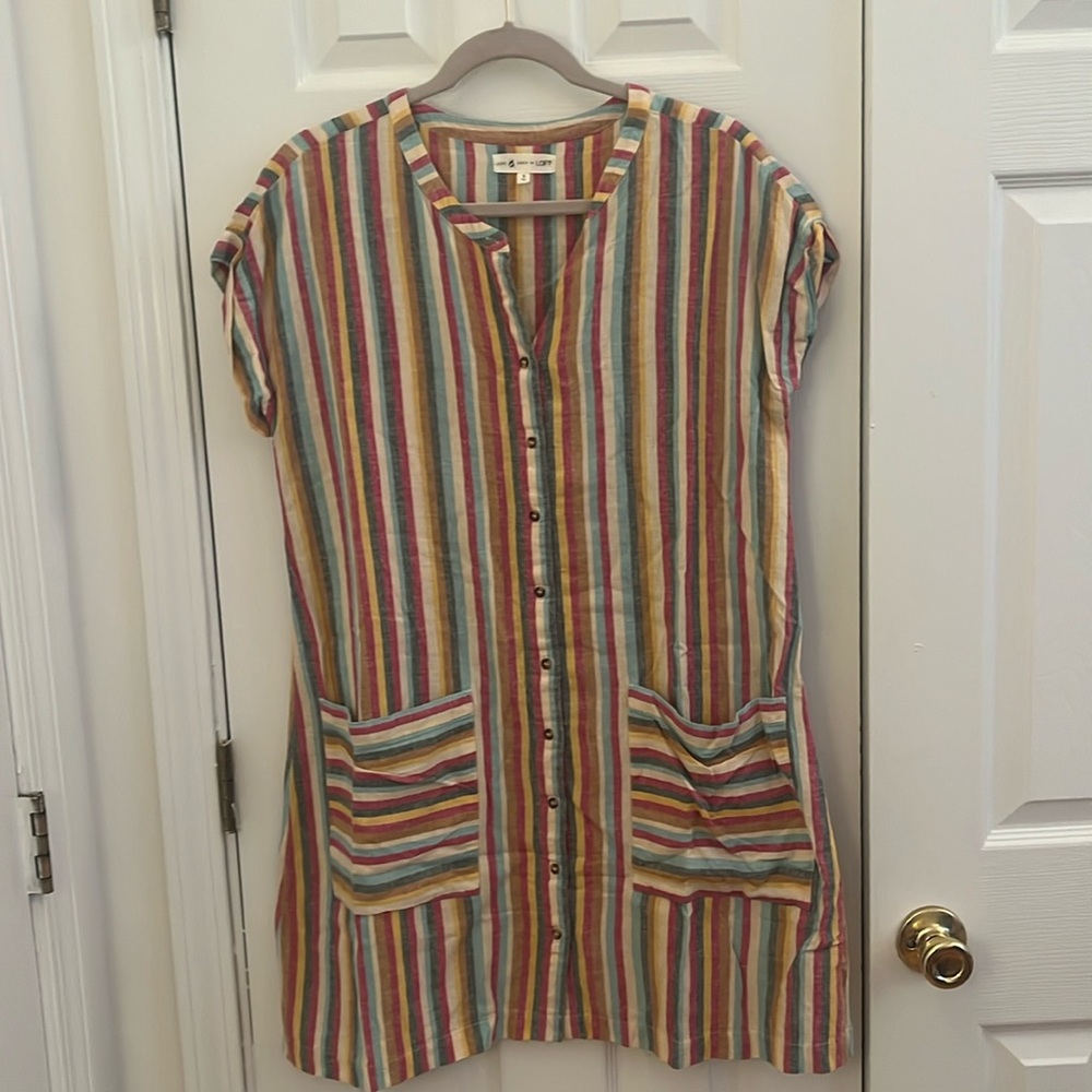 Lou & Grey for Loft cotton/linen striped dress
